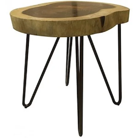 Industrial Live Edge Solid Wood Chair Side Table